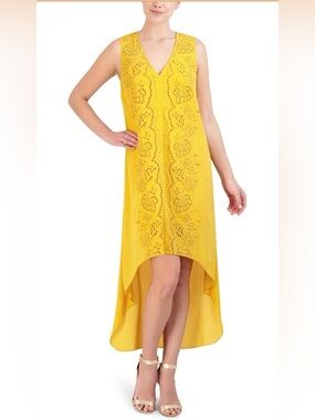 BCBGMaxAzria 2VX1D19 Asymmetrical High-Low Yellow Gold Sundress NWT